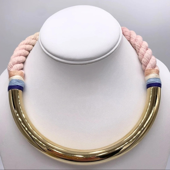 J. Crew Gold Tube with Twisted Rope Necklace NWT - Picture 1 of 6